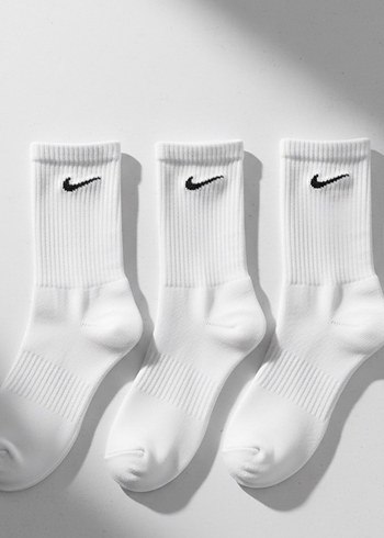 12 Çift Nike Beyaz Kolej Çorap - Görsel 5