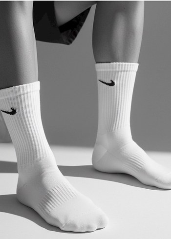 12 Çift Nike Beyaz Kolej Çorap - Görsel 4