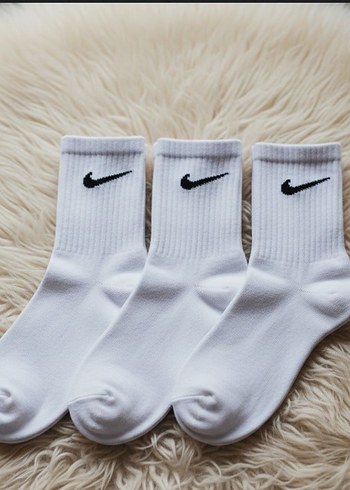 12 Çift Nike Beyaz Kolej Çorap - Görsel 2