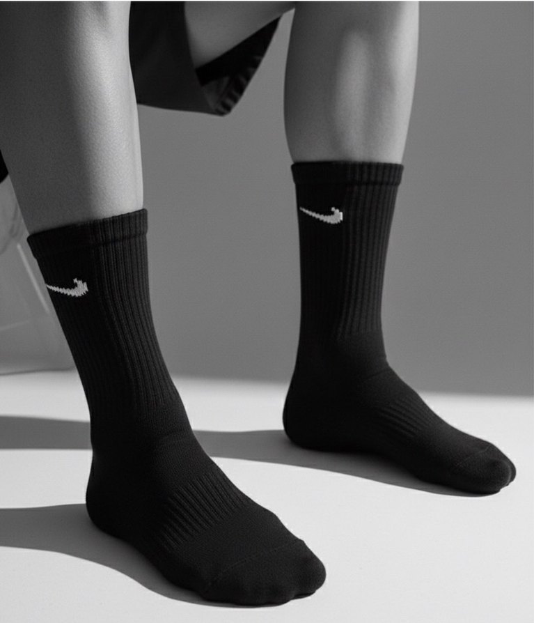 12 Çift Siyah Nike Kolej Çorap - Görsel 3