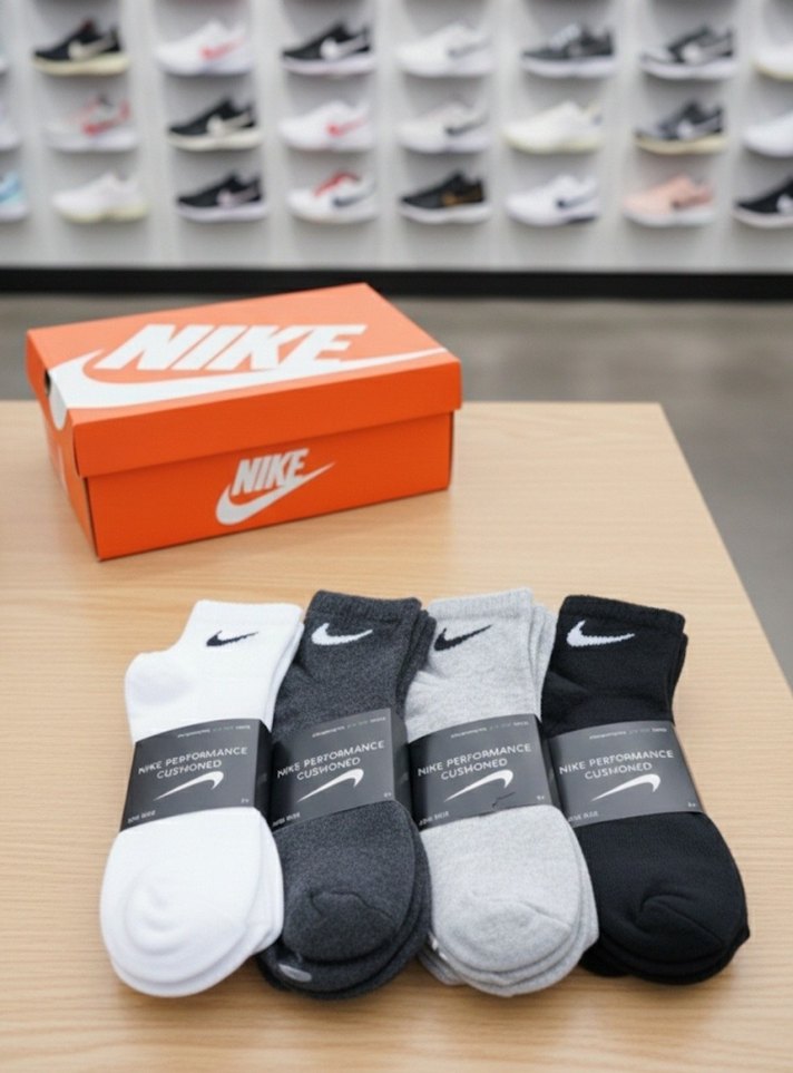 12 Çift Karışık Renk Nike Spor Çorap - Görsel 2