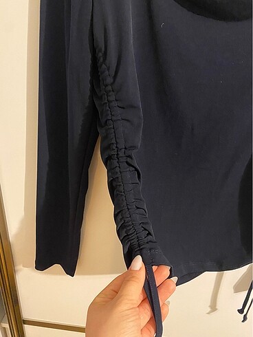xl Beden lacivert Renk BEL DETAYLI LACİVERT BLUZ