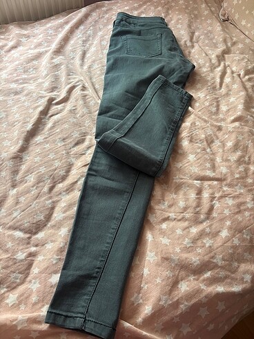 Mango YEŞİL DÜŞÜK BEL PANTOLON