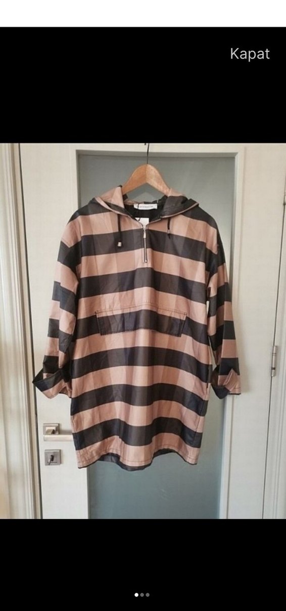 Kadın Çizgili Midi Yağmurluk - Görsel 2