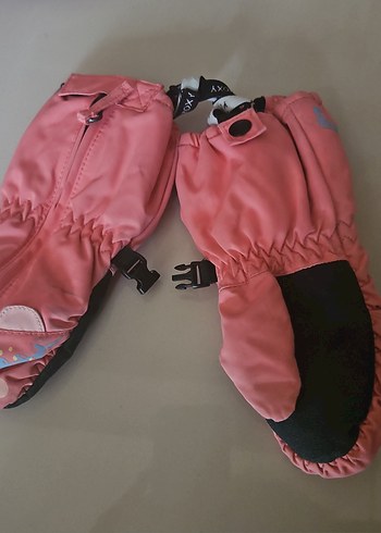 Kız Çocuk Fermuarlı Pembe Kayak Eldiveni - Görsel 2