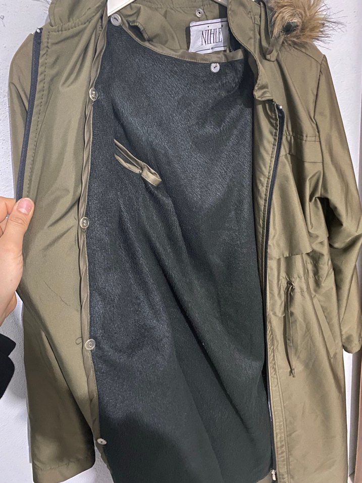 Kadın Haki Uzun / ara boy mont - Görsel 4