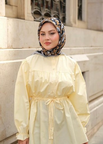 Drapeli Sarı Bağcıklı Midi Tunik