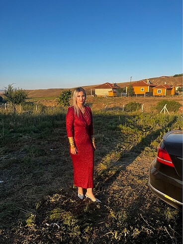 Simli bordo abiye