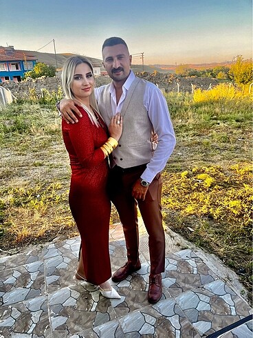 40 Beden Simli bordo abiye