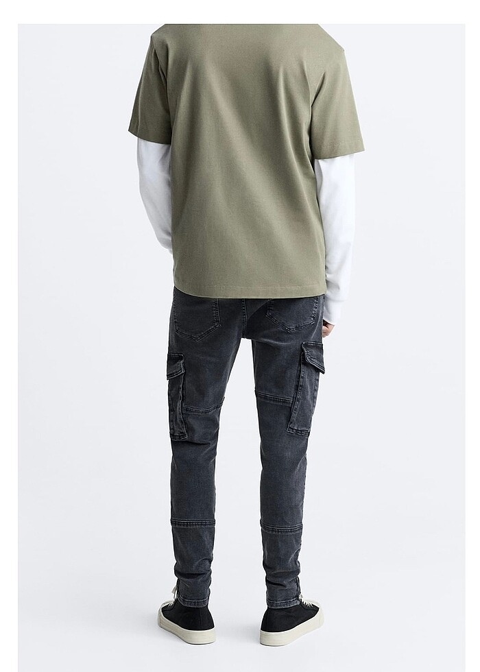 Zara Erkek Kargo Pantolon Jean Kot - Görsel 3