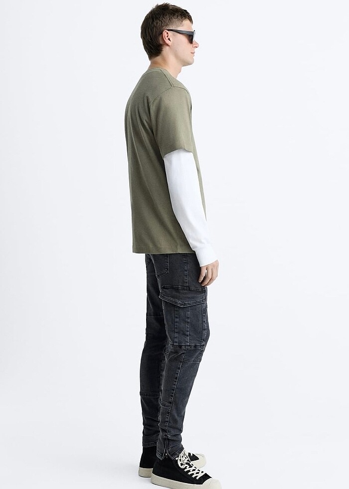 Zara Erkek Kargo Pantolon Jean Kot - Görsel 4
