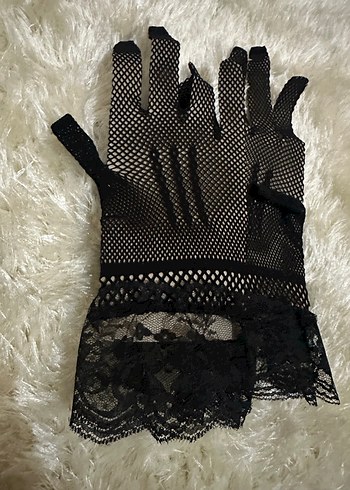 Siyah Dantel Gotik Kadın Eldiveni - Görsel 4