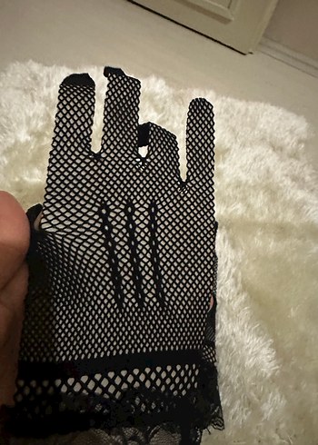 Siyah Dantel Gotik Kadın Eldiveni - Görsel 3