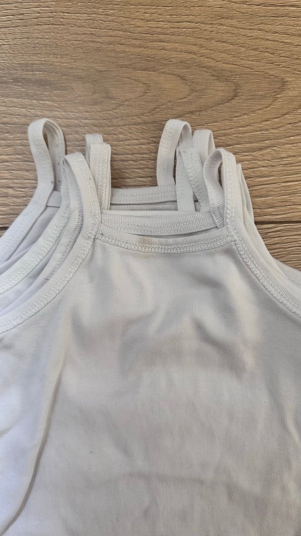 Beyaz Kolsuz Bebek citcitli Body - %100 pamuk Kumaş - Görsel 4