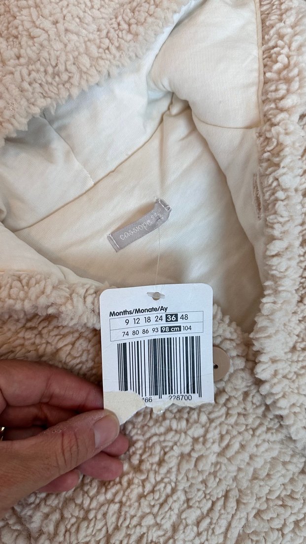 Kapüşonlu Bej Çocuk Peluş Mont - Görsel 2