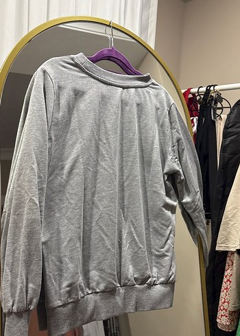 Diğer Gri Baskılı Kadın Sweatshirt