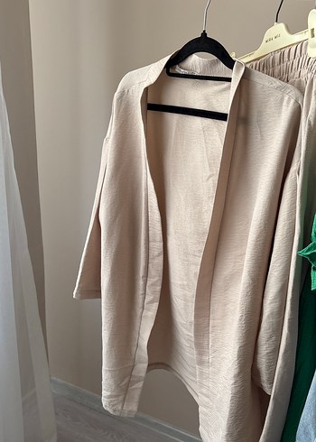 s Beden Bej Midi Kimono Takım