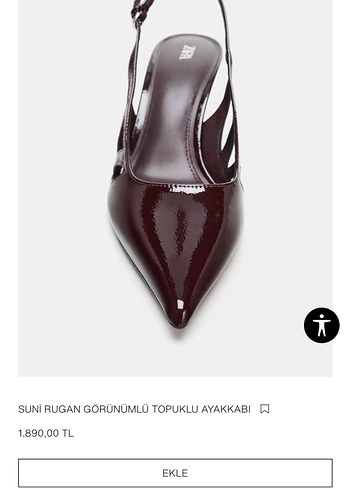 36 Beden bordo Renk Bordo Zara Topuklu Ayakkabı