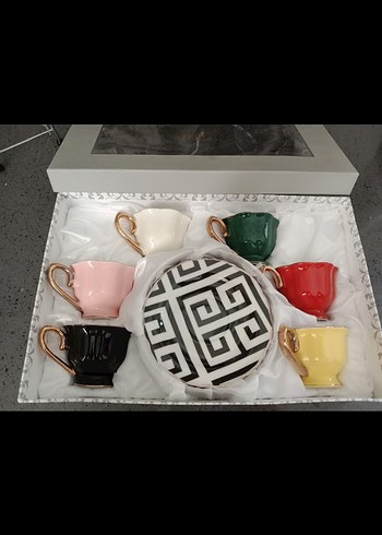 Verace Renkli Kulplu 6'lı Kahve Fincan Seti - Görsel 2