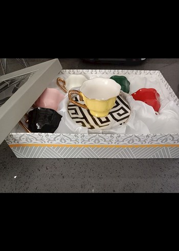 Verace Renkli Kulplu 6'lı Kahve Fincan Seti - Görsel 3