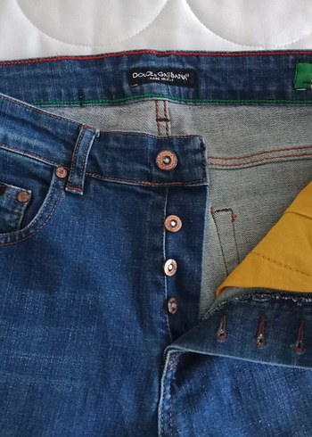 Doce Gabbana Düğmeli Mavi Erkek Denim Pantolon - Görsel 6