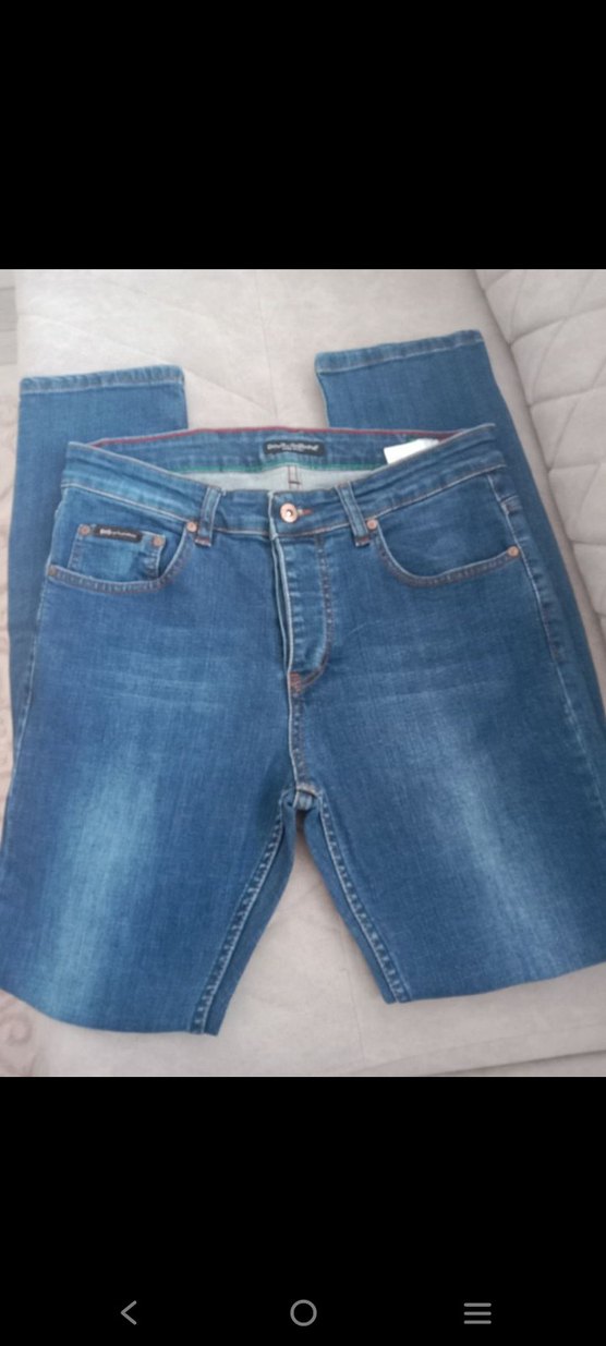 Doce Gabbana Düğmeli Mavi Erkek Denim Pantolon - Görsel 2