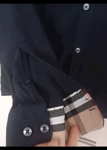 Burberry Lacivert Keten Regular Fit Erkek Gömlek - Görsel 2