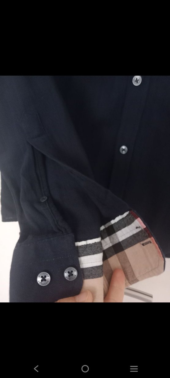 Burberry Lacivert Keten Regular Fit Erkek Gömlek - Görsel 2