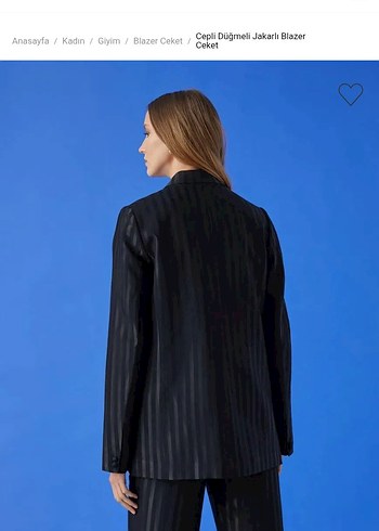 Koton x Ece Sukan Cepli Düğmeli Jakarlı Siyah Kadın Blazer Ceket - Görsel 2