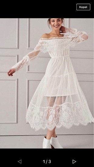 Trendyol & Milla Trendyolmilla Carmen yaka elbise 38 beden