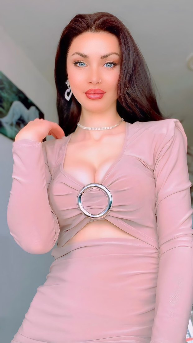 Pudra Drapeli V Yakalı Midi Elbise - Görsel 5