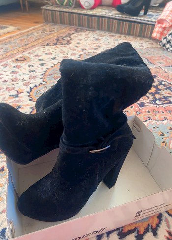 Siyah Süet Diz Boyu Kadın Çizme - Görsel 6