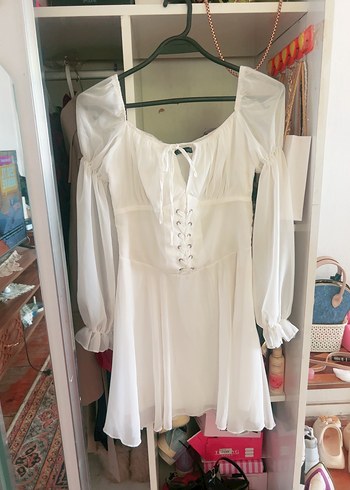 Beyaz Bohem Midi Mini Gelinlik