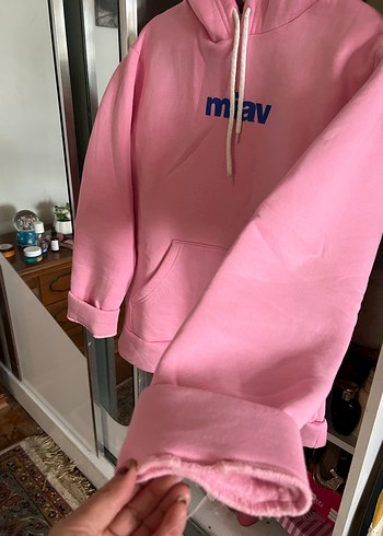 Pembe Kapüşonlu Oversize Sweatshirt - Görsel 5