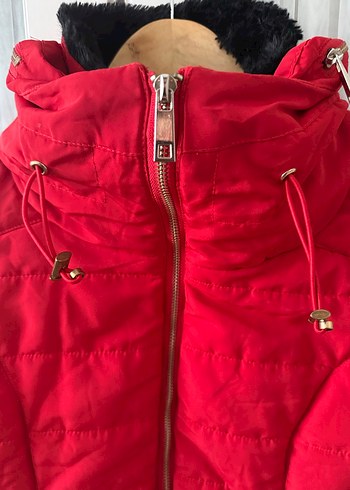 Fermuarlı Kırmızı Kadın Kışlık Mont - Görsel 2