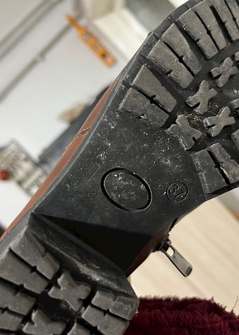 Kahverengi Kadın Deri Tokalı Biker Bot - Görsel 4