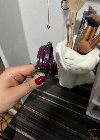 Mor Kemerli Vintage Kadın Kol Saati - Görsel 3