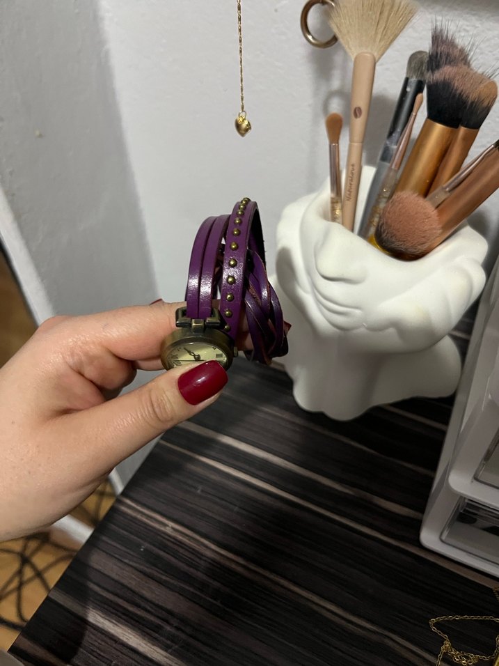 Mor Kemerli Vintage Kadın Kol Saati - Görsel 3