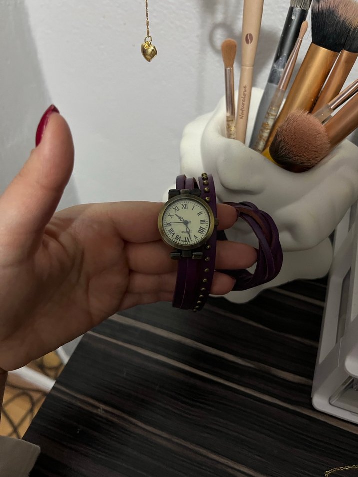 Mor Kemerli Vintage Kadın Kol Saati - Görsel 4