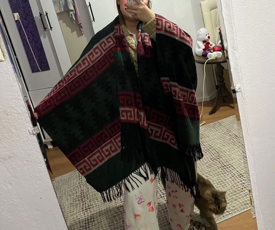 Çok Renkli Desenli şal - Görsel 4