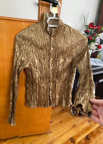 American Vintage Vintage y2k çift taraflı kırışık saten gömlek