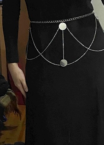 Siyah Zincir Detaylı oryantal Gotik Vücut Zinciri Kemeri