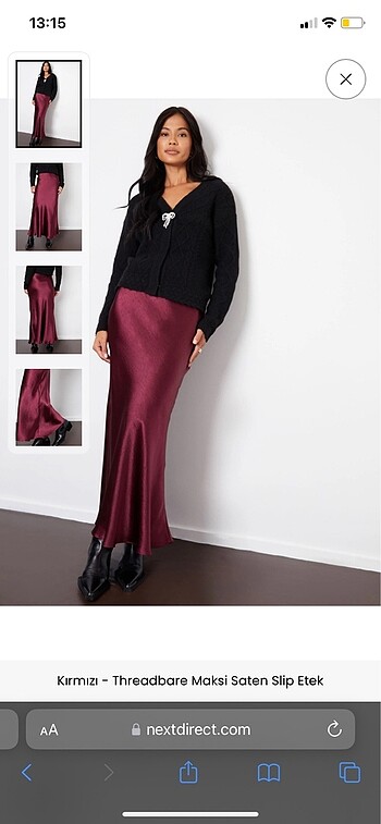 Süper maxi boy bordo saten etek