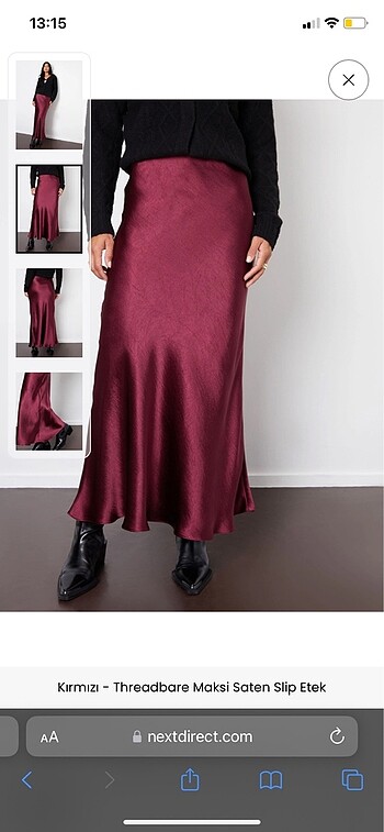 Mango Süper maxi boy bordo saten etek