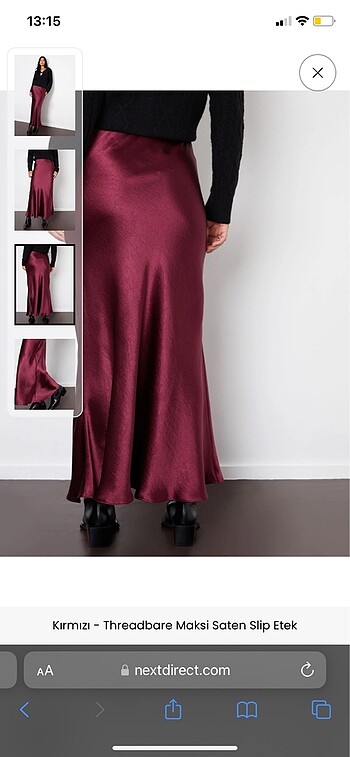 m Beden Süper maxi boy bordo saten etek