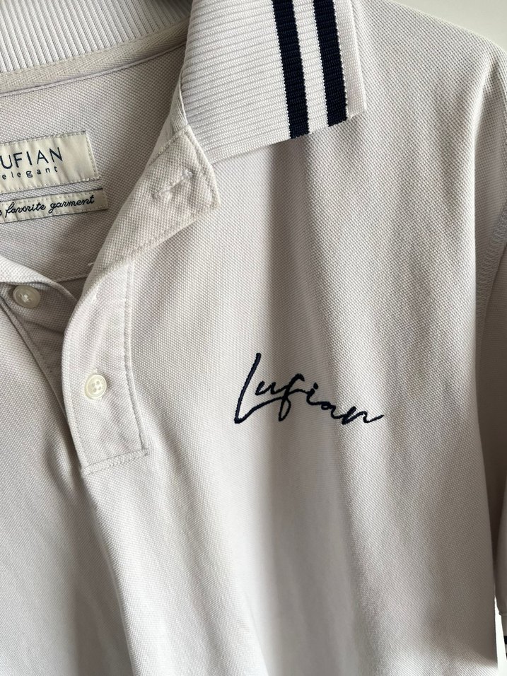 Erkek Beyaz Pamuklu Kısa Kollu Polo Tişört - Görsel 2