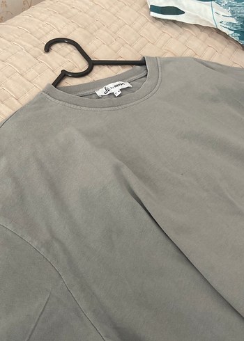 Gri Erkek Bisiklet Yaka Keten Sweatshirt