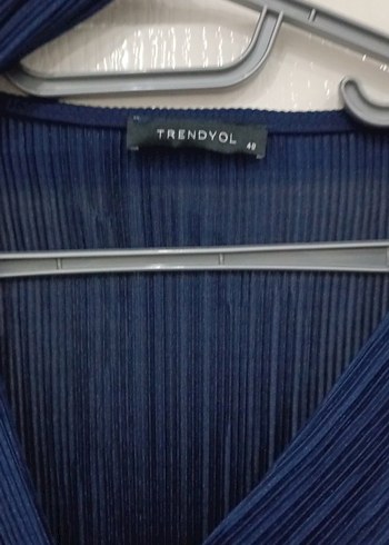 Parlak Lacivert Kadın Midi Elbise - Görsel 3