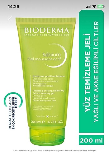 Bioderma yüz yıkama jeli