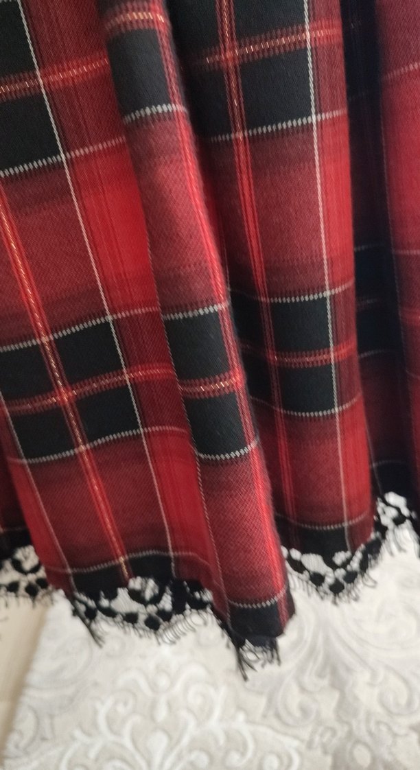 Kız Çocuk Kırmızı Kareli Yaka Detaylı Elbise - Görsel 4